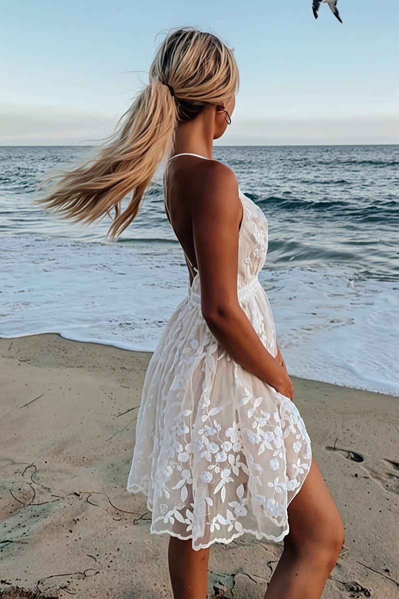 Deep V Floral Lace Cami Boho Dress