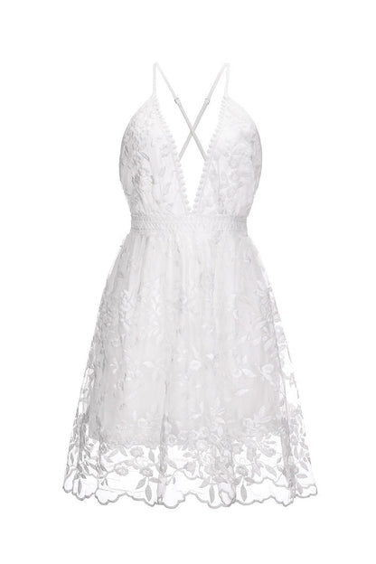 Deep V Floral Lace Cami Boho Dress
