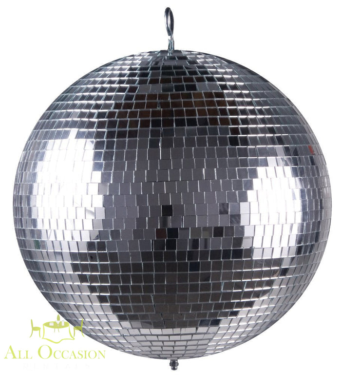 20-inch disco ball with electric motor for events and rentals in Corona, perfect for dance floors and party lighting.