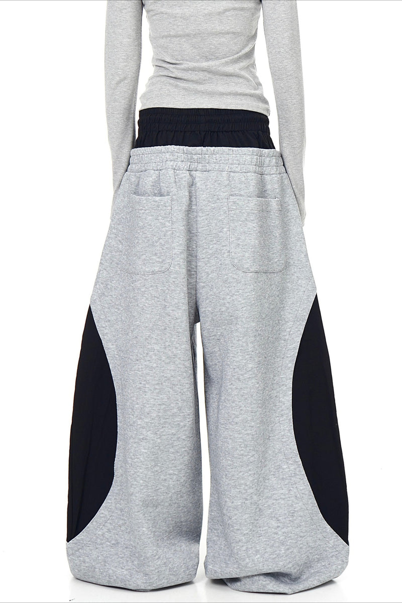 Double Waist Drawstring Stripe Pants