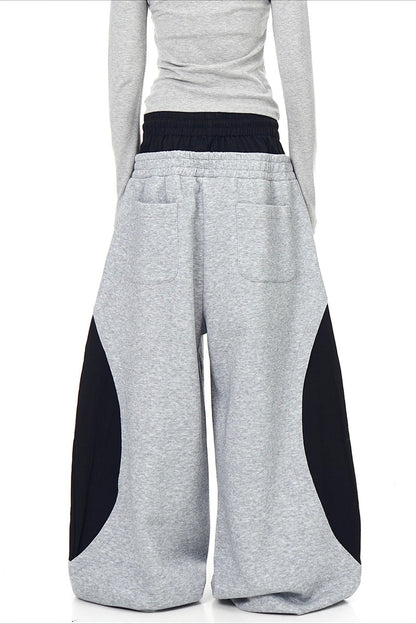 Double Waist Drawstring Stripe Pants