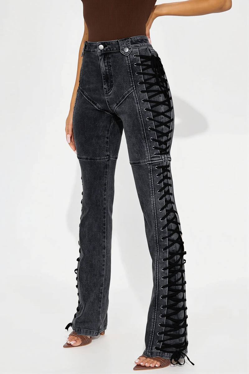 Drawstring Cargo Micro Flare Jeans