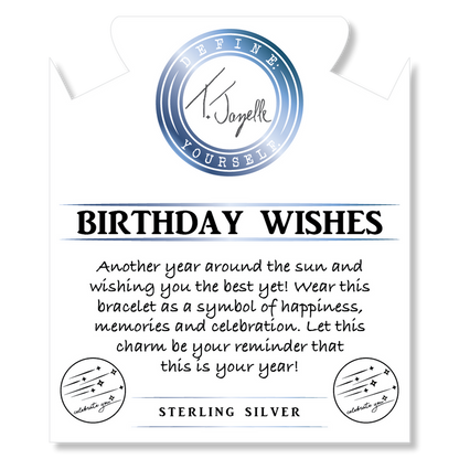 Earth Jasper Stone Bracelet with Birthday Wishes Sterling Silver Charm