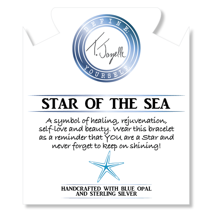 Earth Jasper Stone Bracelet with Star of the Sea Sterling Silver Charm