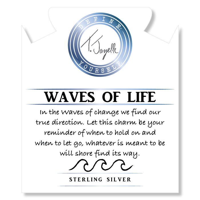 Earth Jasper Stone Bracelet with Waves of Life Sterling Silver Charm
