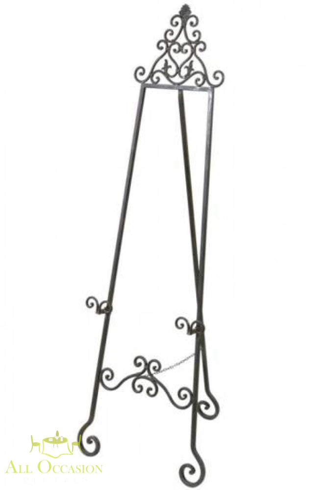 Elegant decorative easel for events, ideal for signage in wedding rentals and party setups in Corona.