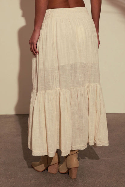 Elastic Waist Asymmetric Casual Skirt