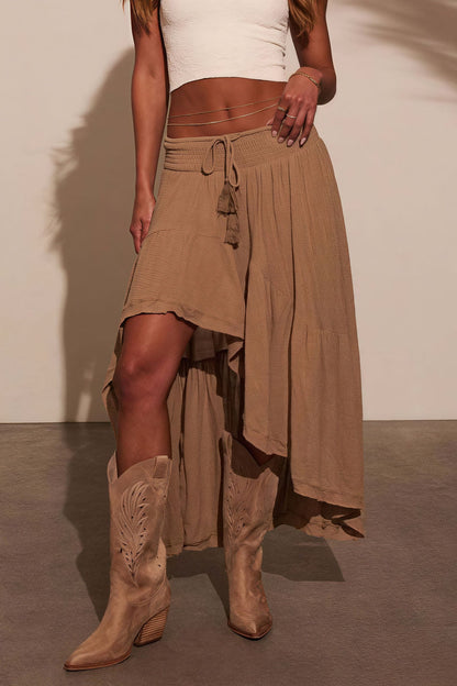 Elastic Waist Asymmetric Casual Skirt