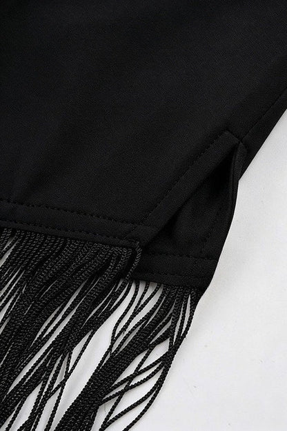 Elegant Asymmetric Tassel Midi Skirt