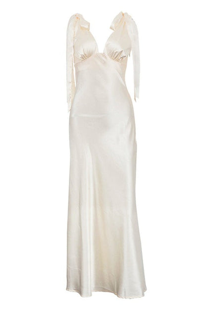 Elegant Backless Tie Bodycon Maxi Dress