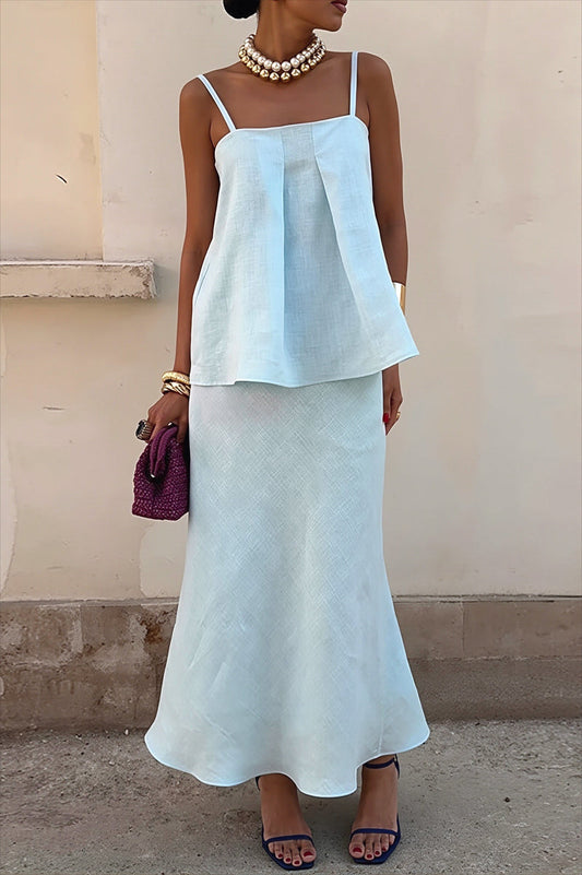 Elegant Casual Solid Cami Skirt Set