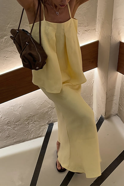 Elegant Casual Solid Cami Skirt Set