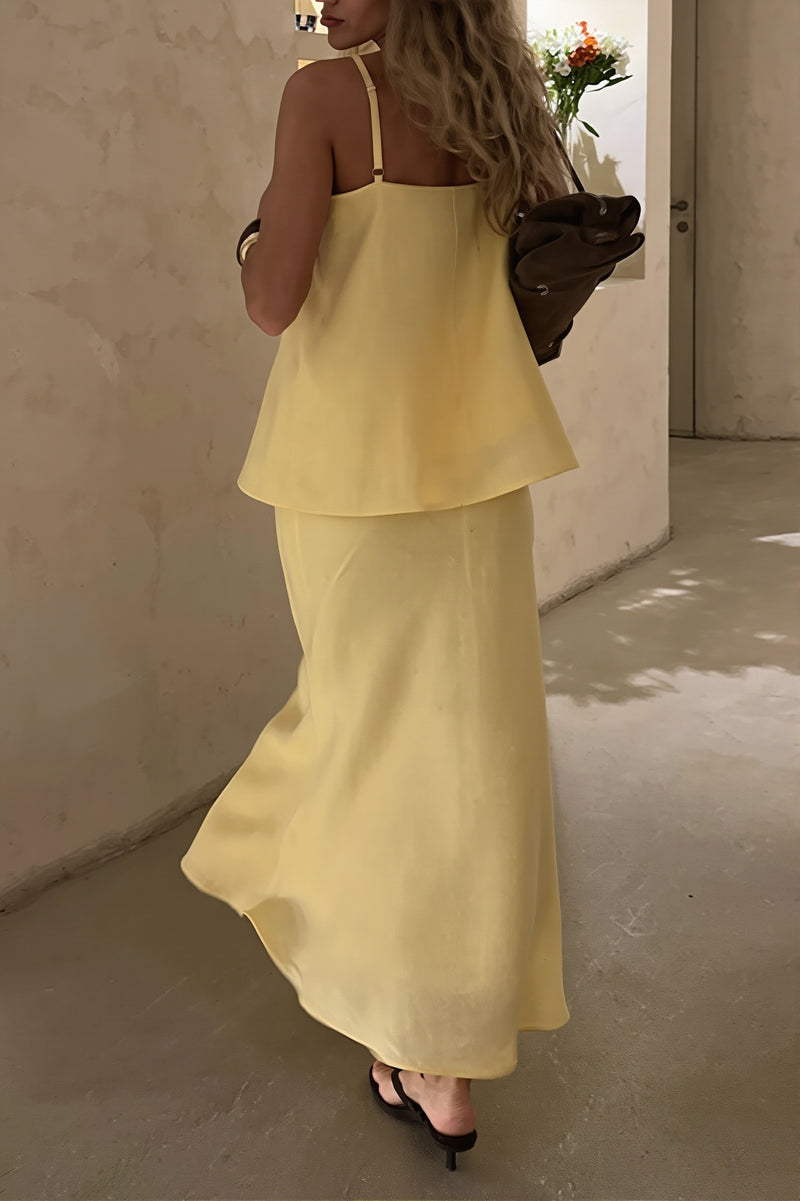 Elegant Casual Solid Cami Skirt Set