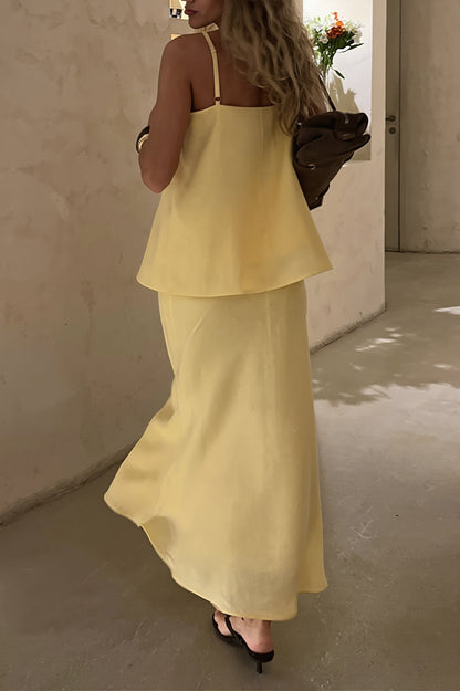 Elegant Casual Solid Cami Skirt Set