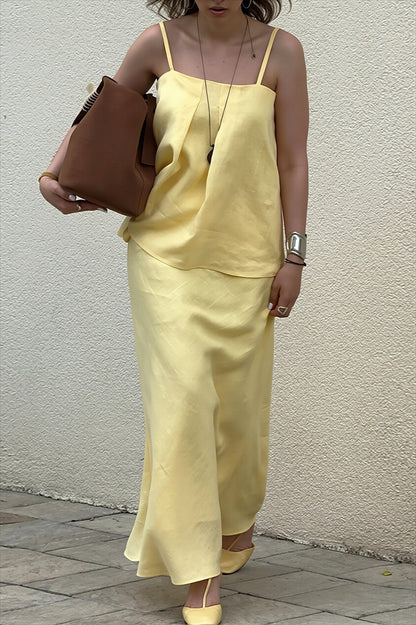 Elegant Casual Solid Cami Skirt Set