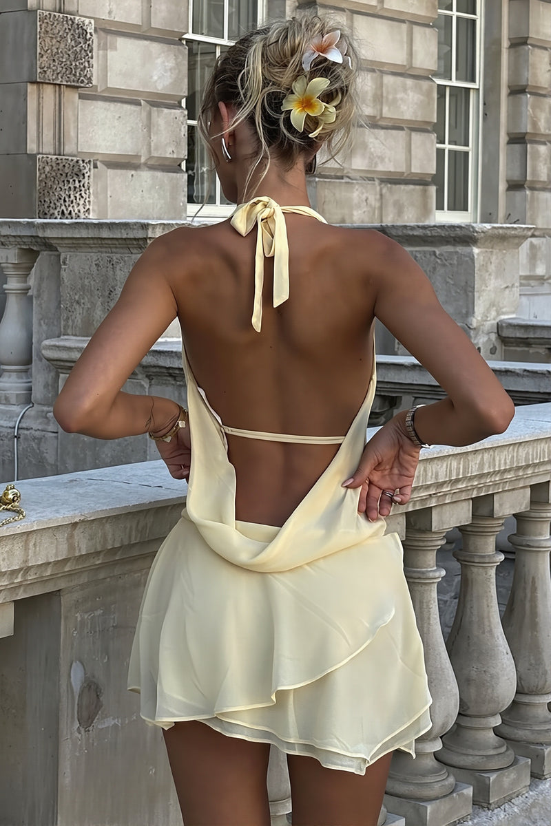 Elegant Chiffon Halter Mini Dress