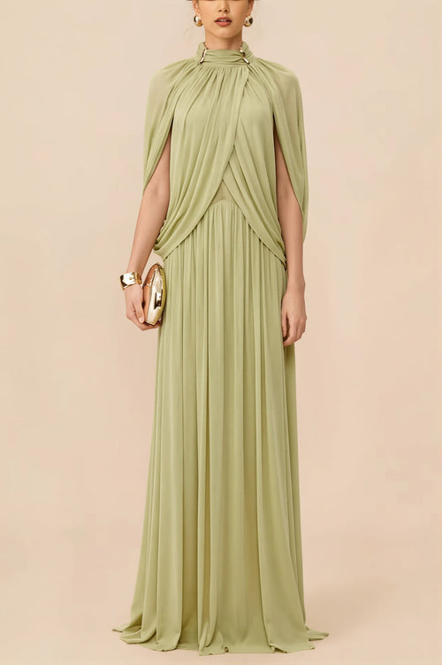 Elegant Cross Ruffle Maxi Dress