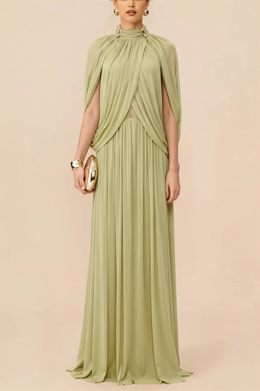 Elegant Cross Ruffle Maxi Dress