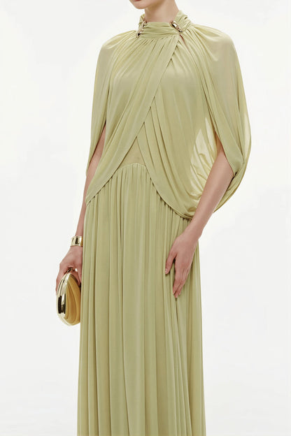 Elegant Cross Ruffle Maxi Dress