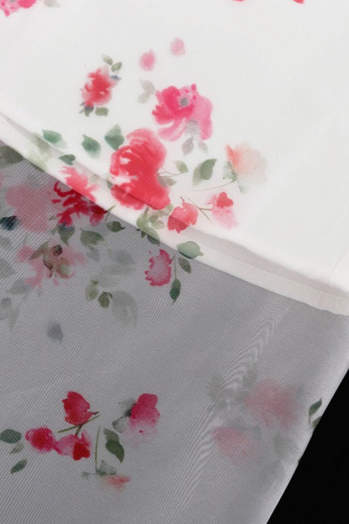 Elegant Floral See Through Split Skirt