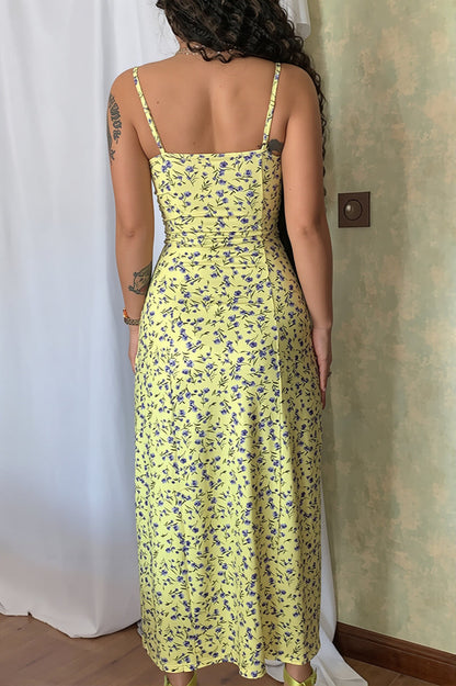Elegant Floral Split Cami Maxi Dress