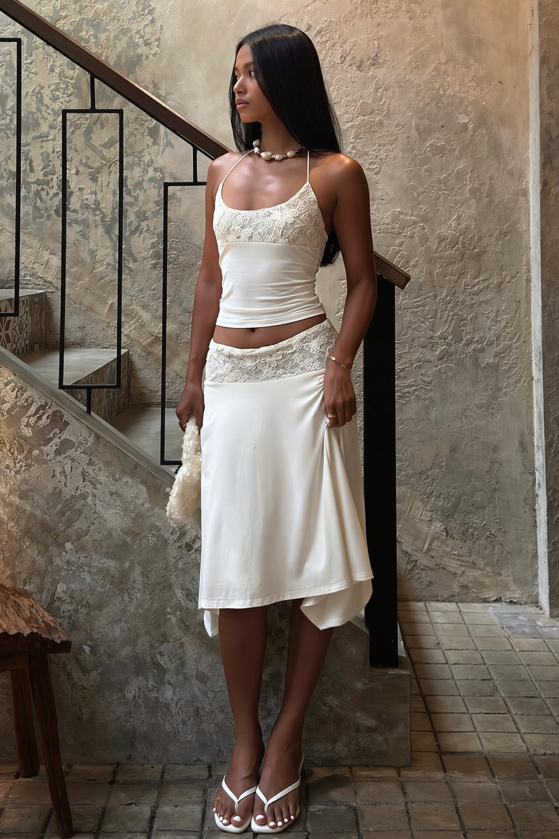 Elegant Lace Panel Cami Skirt Set