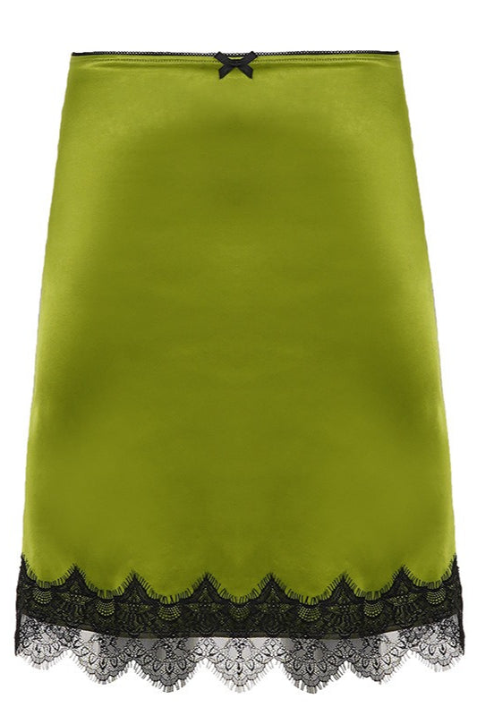 Elegant Lace Splice Satin Bow Skirt