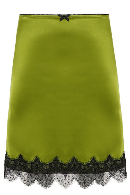 Elegant Lace Splice Satin Bow Skirt