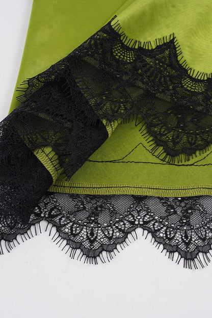 Elegant Lace Splice Satin Bow Skirt