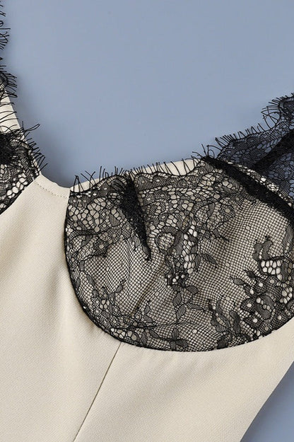 Elegant Lace V Neck Mini Dress