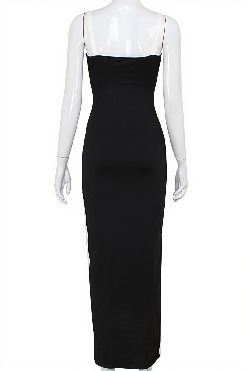 Elegant Patchwork Bow Solid Maxi Dress