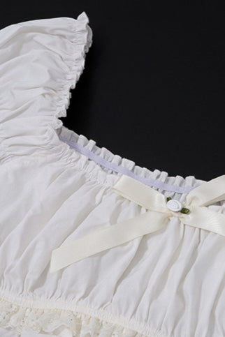 Elegant Puff Sleeve Crop Slim Skirt Set