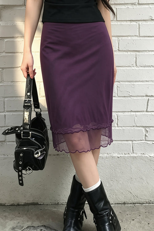 Elegant Ruffle Double Mesh Skirt