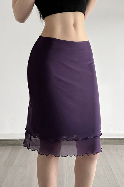 Elegant Ruffle Double Mesh Skirt