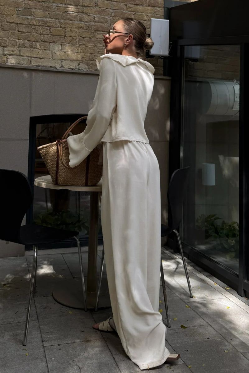 Elegant Ruffle Wide Leg Two Piece Set