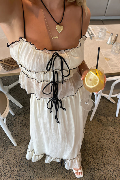 Elegant Satin Bow Cami Top Pleated Skirt Skirt Sets