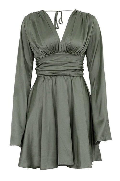 Elegant Satin Ruffle Romantic Mini Dress