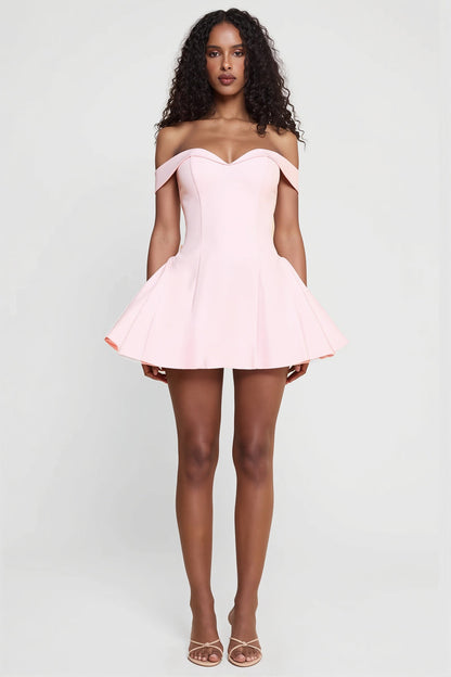 Elegant Solid Slim Bandeau Mini Dress