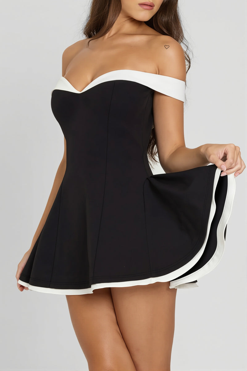 Elegant Solid Slim Bandeau Mini Dress