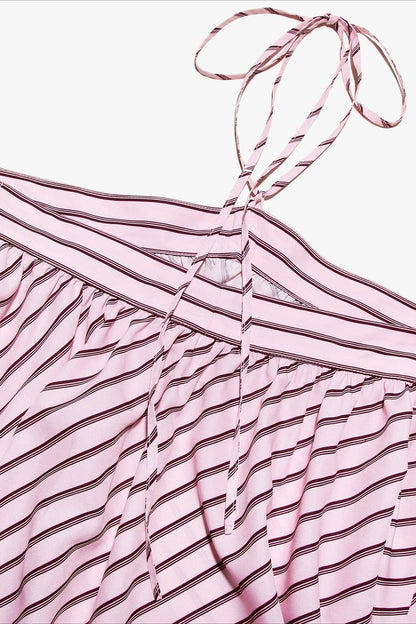 Elegant Striped Halter Mini Dress