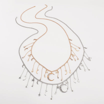 Elegant Tassel Star Moon Diamond Waist Body Chain