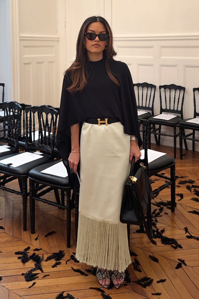 Elegant Tassel Straight Midi Skirt