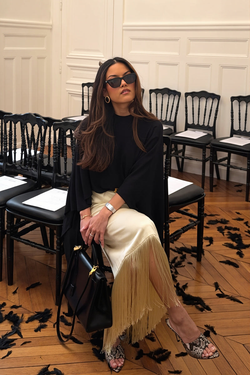 Elegant Tassel Straight Midi Skirt