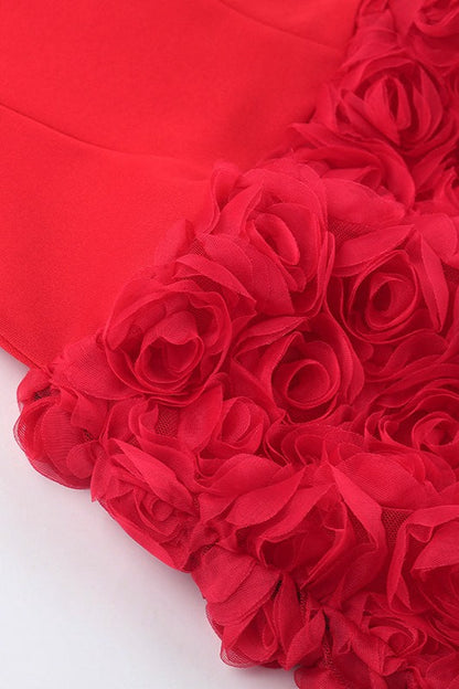 Elegant Textured Floral Bandeau Mini Dress