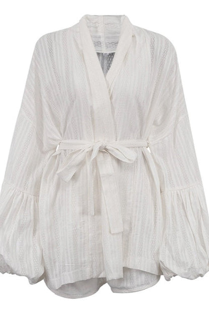 Elegant Tie Loose Shorts Two Piece Set