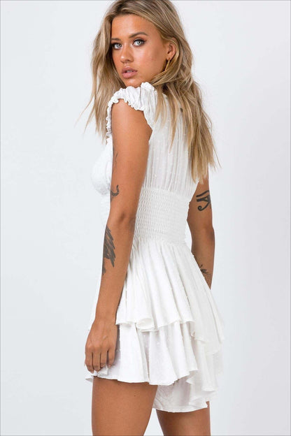 Embroidered Off Shoulder Wrap Mini Dress