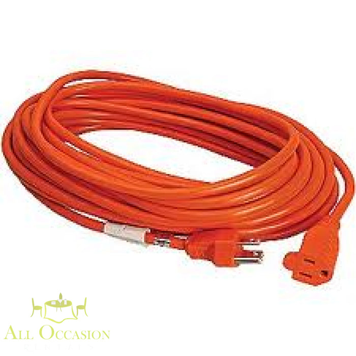 Extension Cord Rental 25ft for events, featuring a durable orange design for reliable power delivery.
