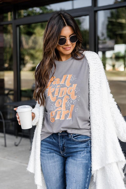 Fall Kind Of Girl Grey Graphic Tee