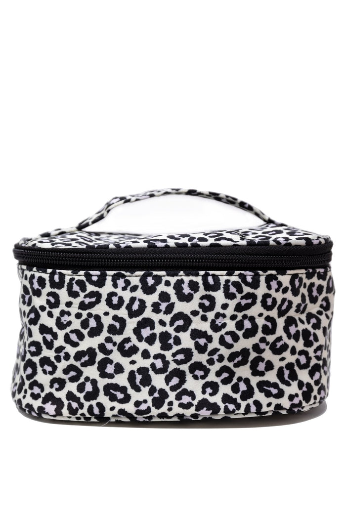 Familiar Style Grey Animal Print Makeup Bag
