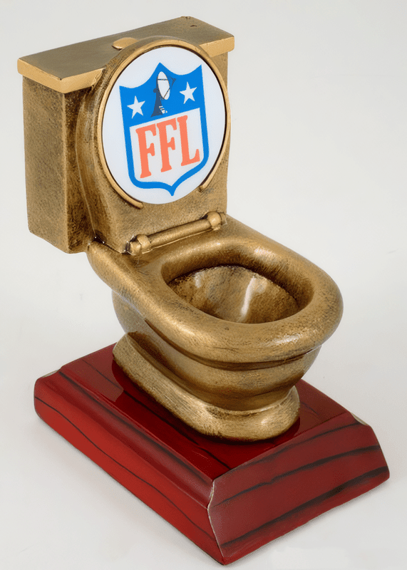 Fantasy Football Toilet Resin figure on wooden base